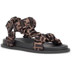 AUTHENTIC Fendi FF logo Satin Ruched Sandals